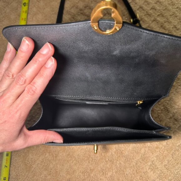 Retro Style Leather L'Festin Top Handle Shoudler Bag with Gold Hardware - Black - Picture 9 of 11